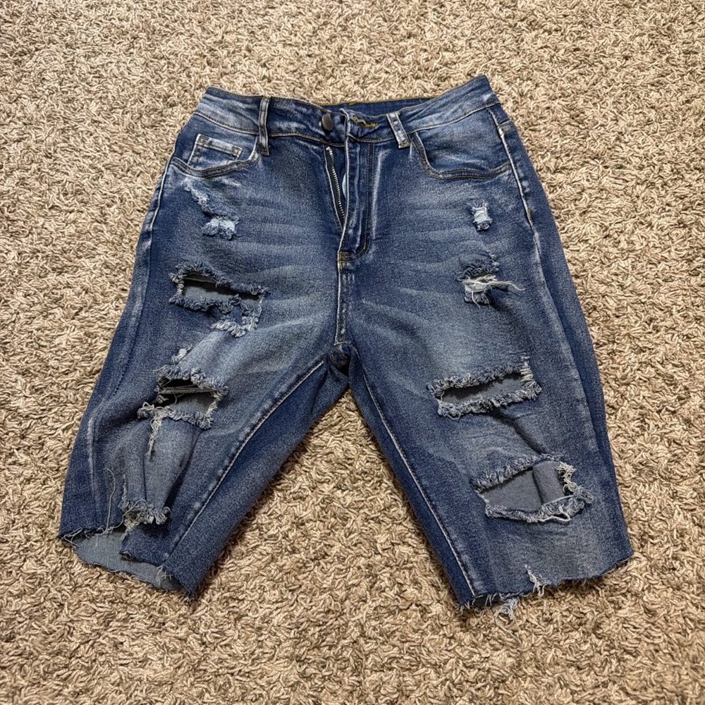 Levi's Blue Distressed Jean Shorts